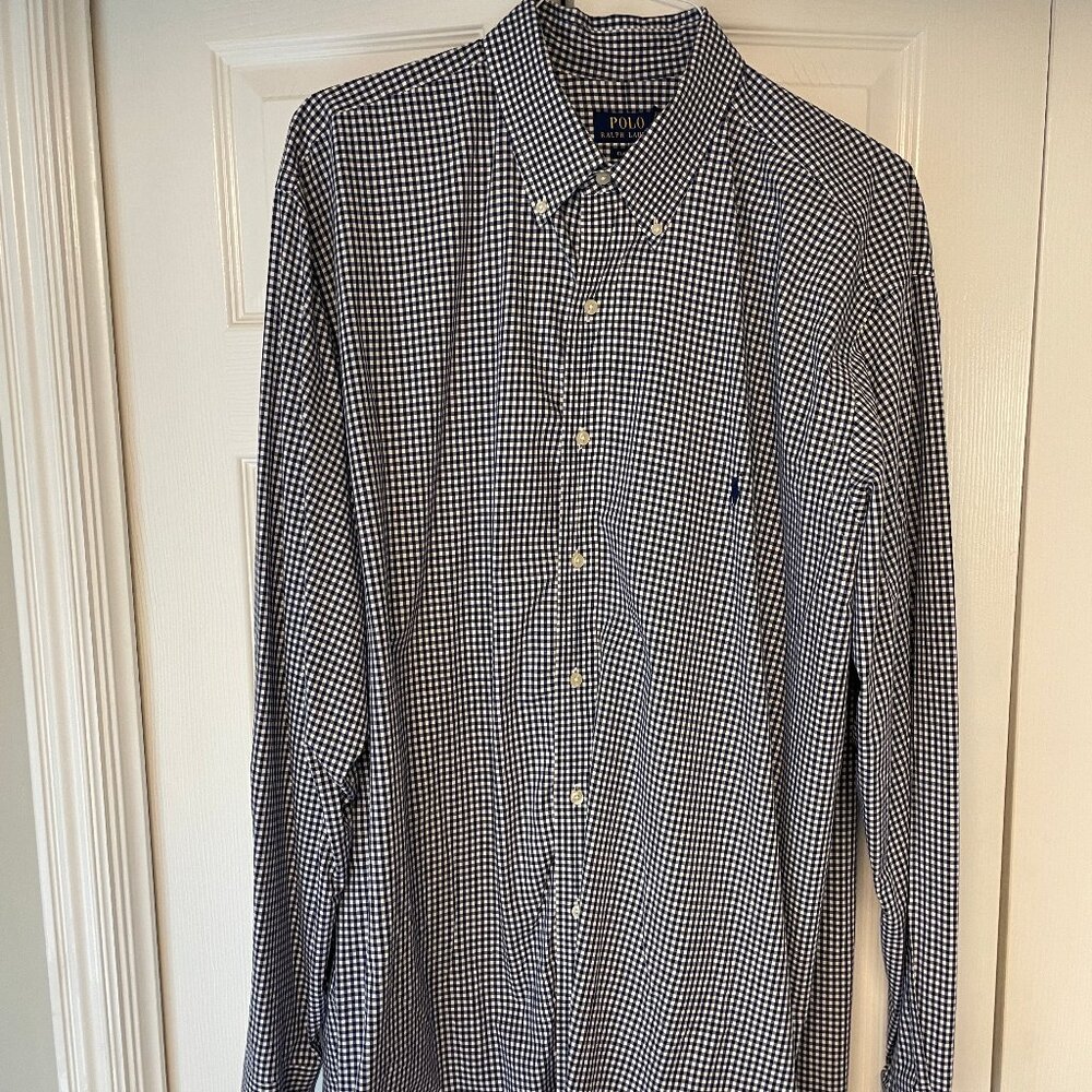 Ralph Lauren Oxford button down shirt navy blue/white check